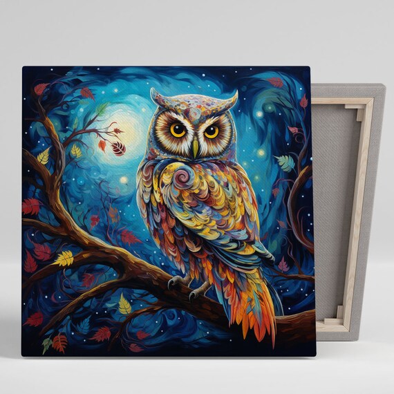 Owl Whimsical Living Room Bird Wall Art Print