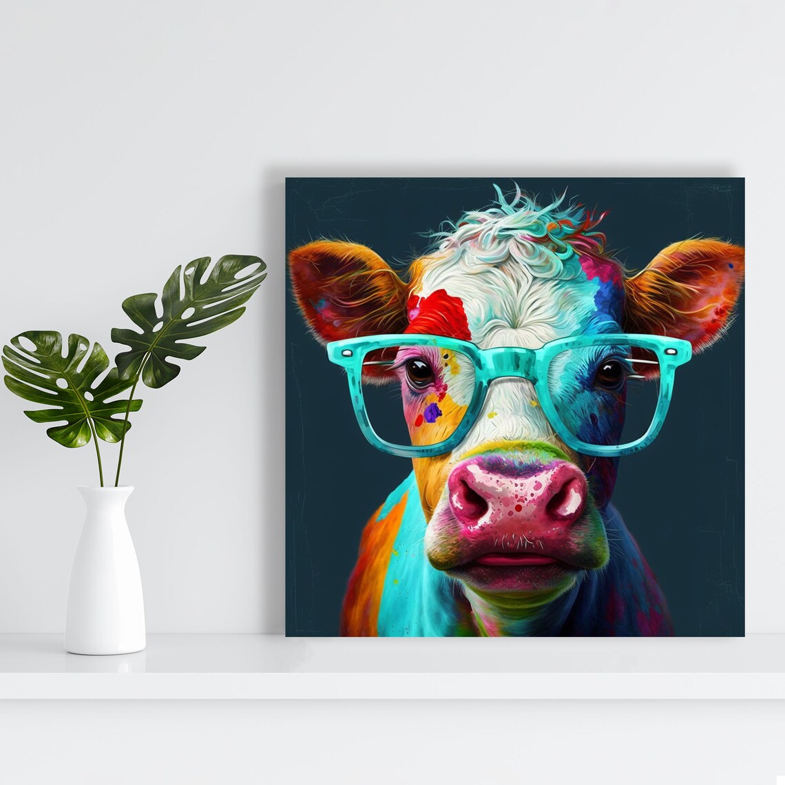 Cow With Glasses, Modern Farmhouse Poster Print - Image 2