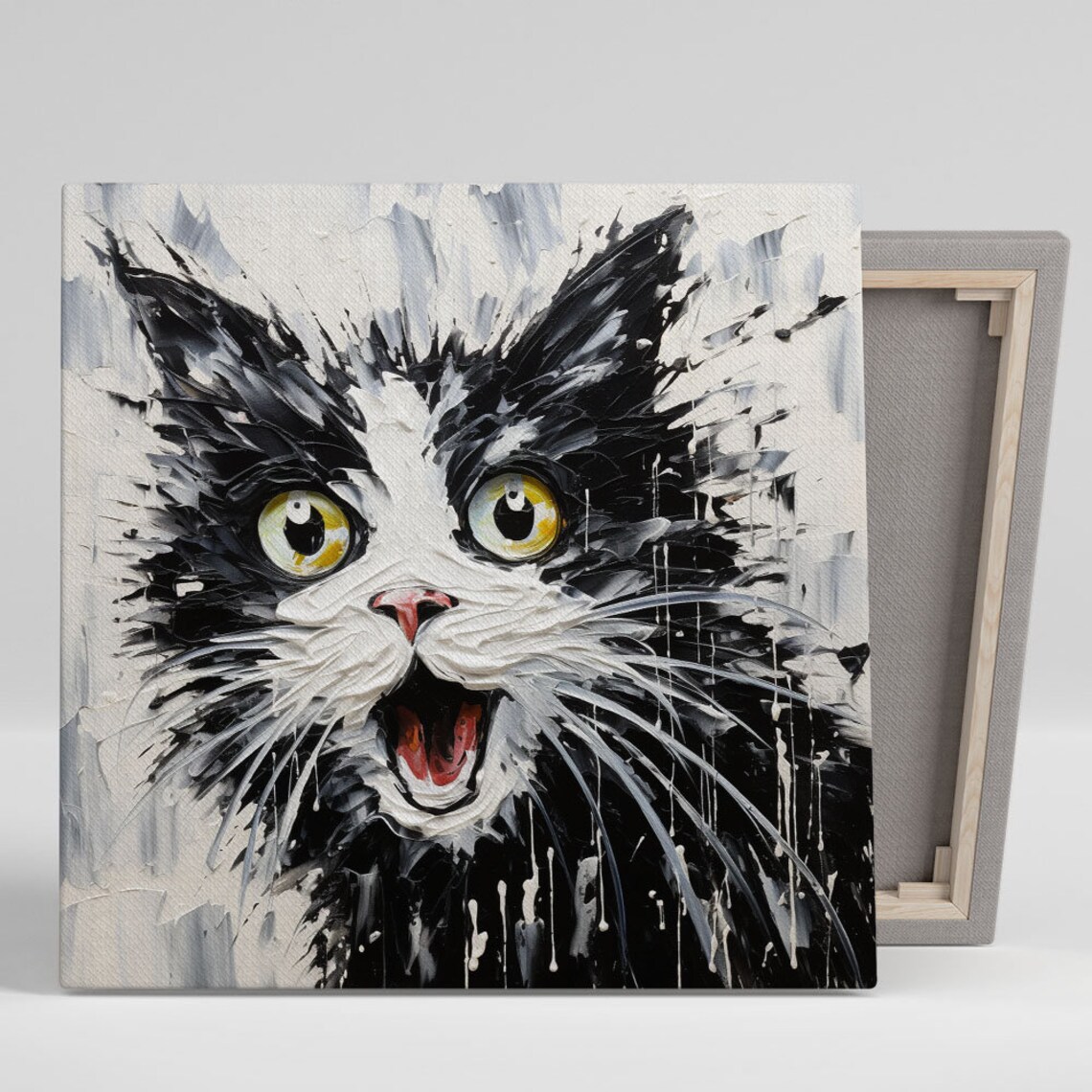 Black and White Cat Minimalist Art Print, Kids Decor