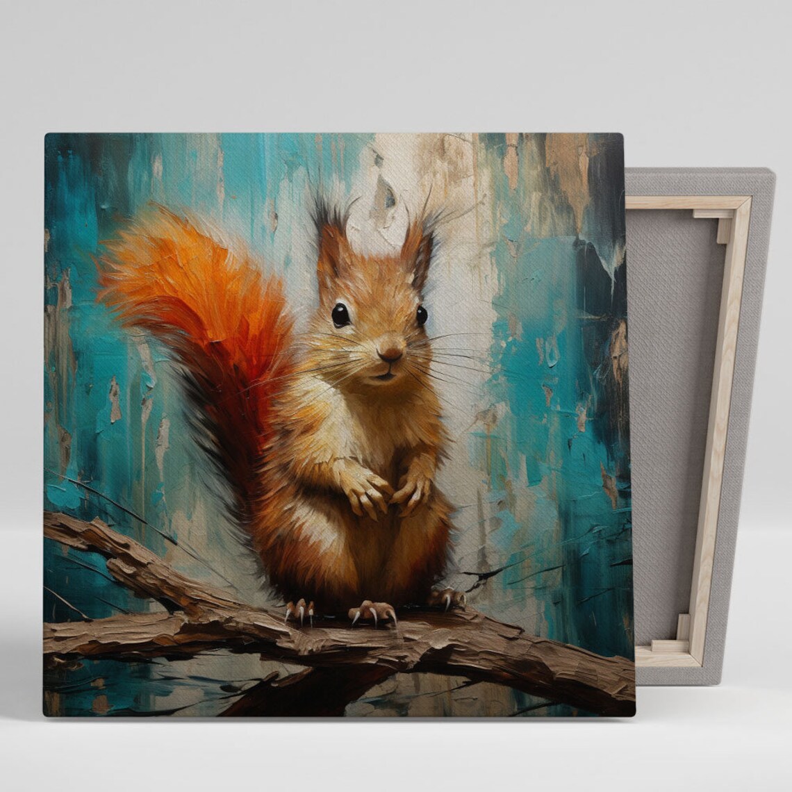 Squirrel Minimalist Art Print, Modern Animal Decor
