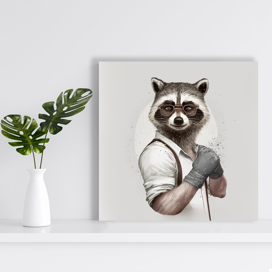 Raccoon Portrait Art Print, Whimsical Contemporary Decor - Image 2