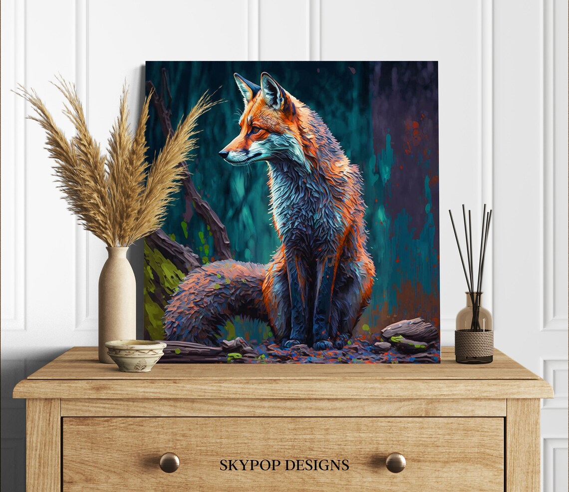 Fox Abstract Art Print, Vibrant Animal Wall Decor - Image 3