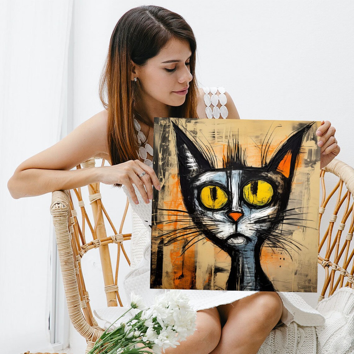 Cat Wall Art, Minimalist Animal Decor Poster Print - Image 3