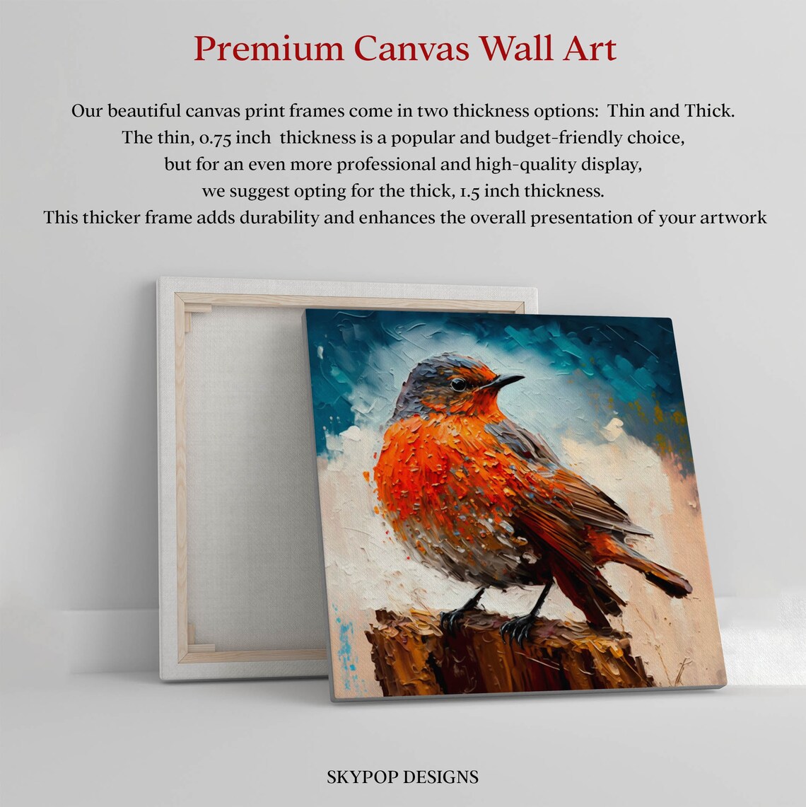 Robin Bird Wall Art Print, Nature Bird Decor for Home - Image 2