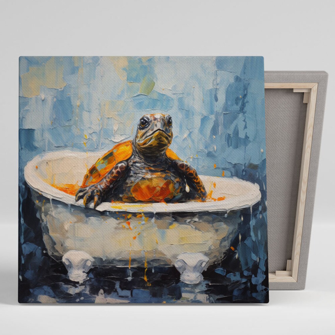 Turtle in Bathtub Bathroom Wall Art Poster