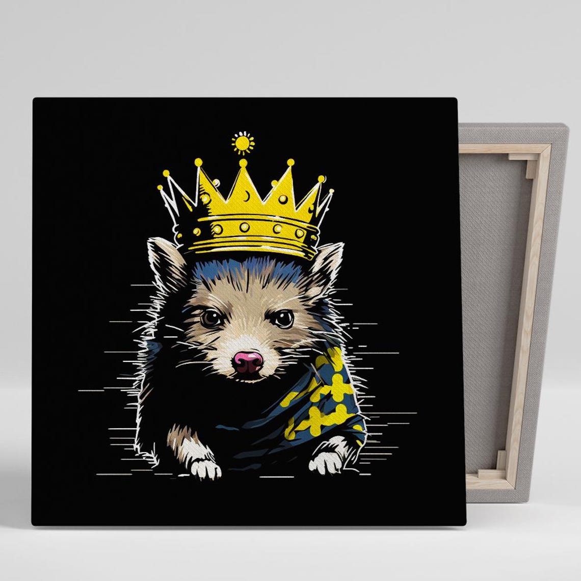 Regal Wild Animal Wearing Golden Crown Royal Portrait Wall Poster