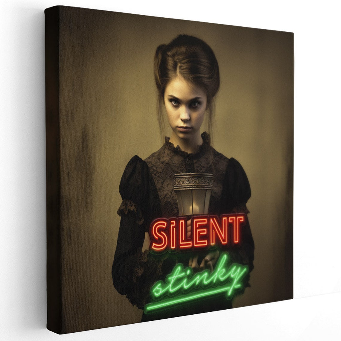 Silent Stinky Neon Text Vintage Candle Girl Funny Bathroom Poster - Image 2