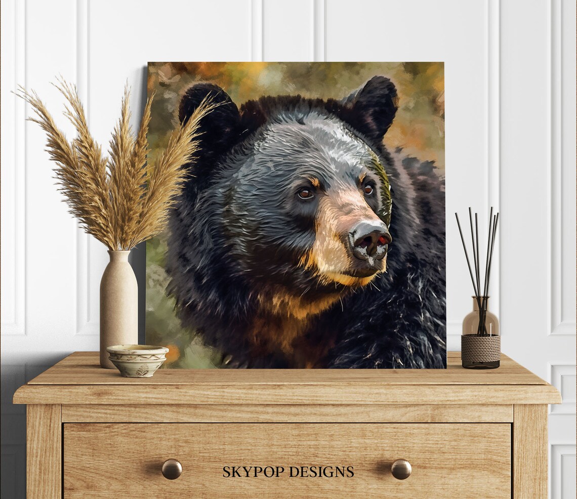 Black Bear Wall Art Print, Living Room and Kids Decor - Image 2