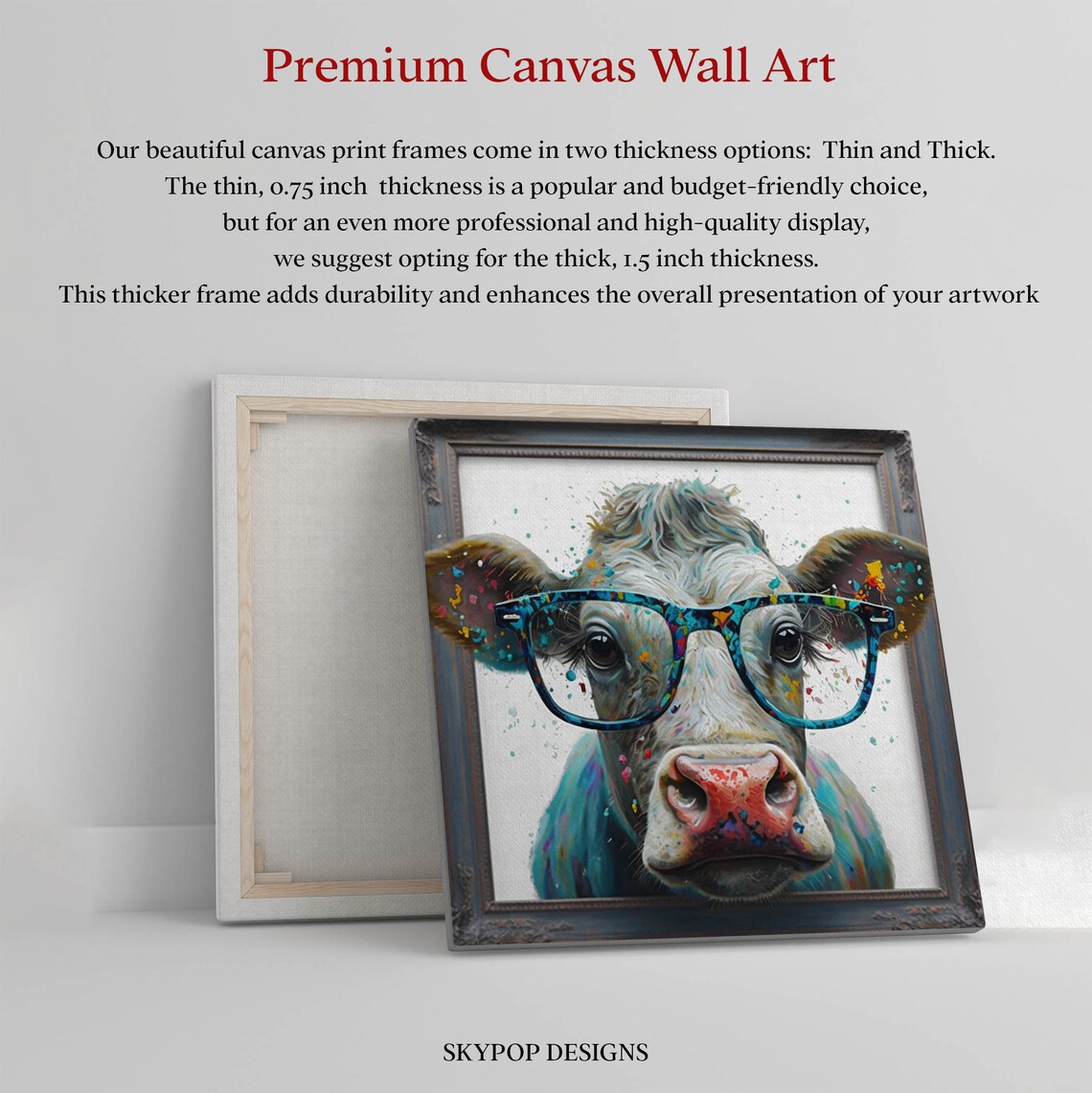 Cow With Glasses Poster Print, Farm Animal Decor - Image 2