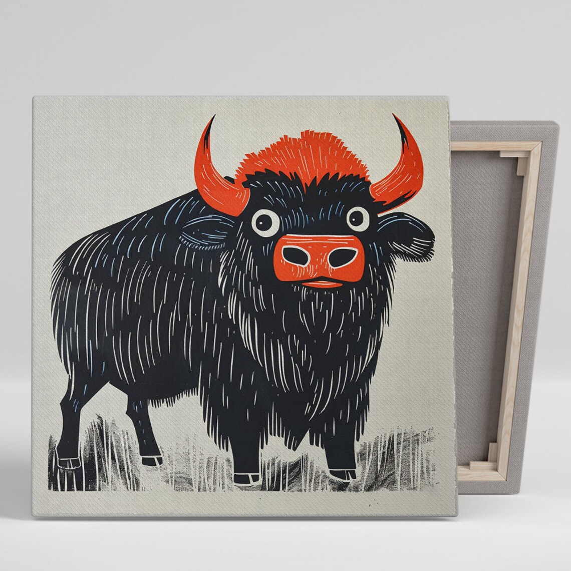 Whimsical Bison Art Print, Contemporary Rustic Decor