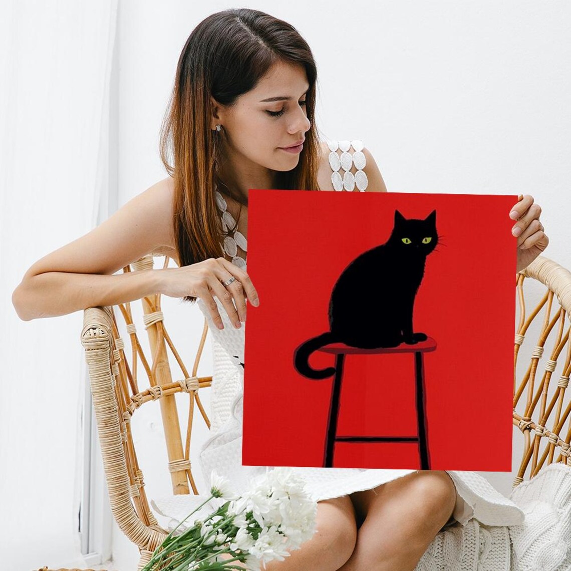 Midnight Cat Silhouette Art Print, Minimalist Decor - Image 3