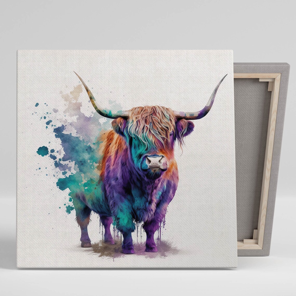 Highland Cow Watercolor Art Print, Scottish Farm Animal