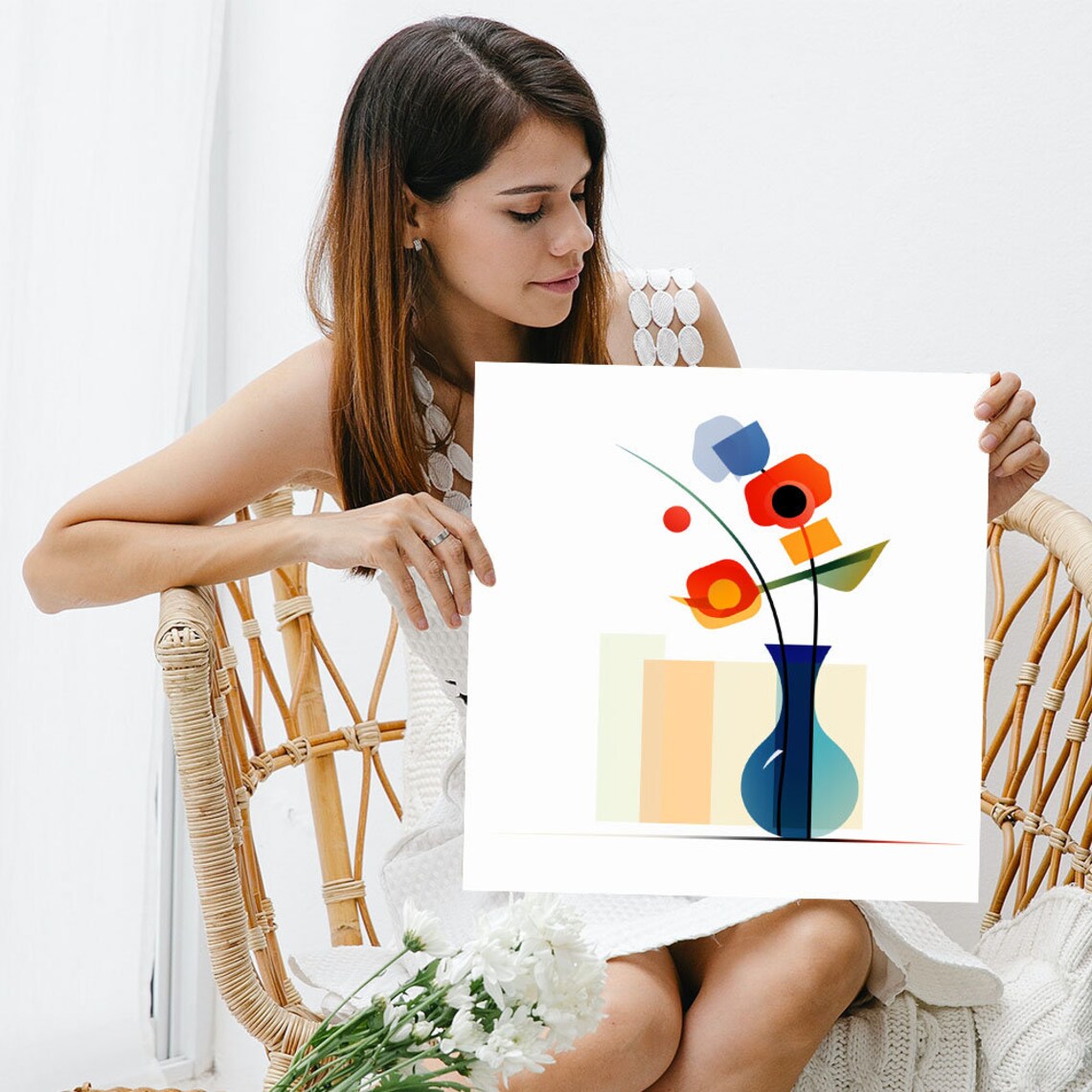 Abstract Flower in Vase, Modern Botanical Art Print - Image 3
