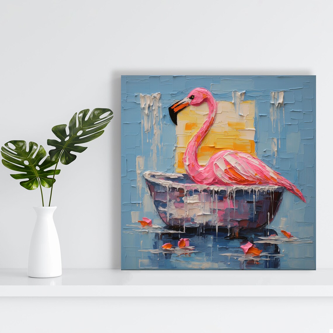 Flamingo In Bathtub, Bathroom Animal Art Print - Image 3