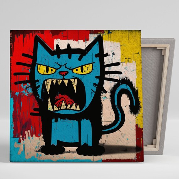 Angry Cat Wall Art Print, Animal Lovers Decor