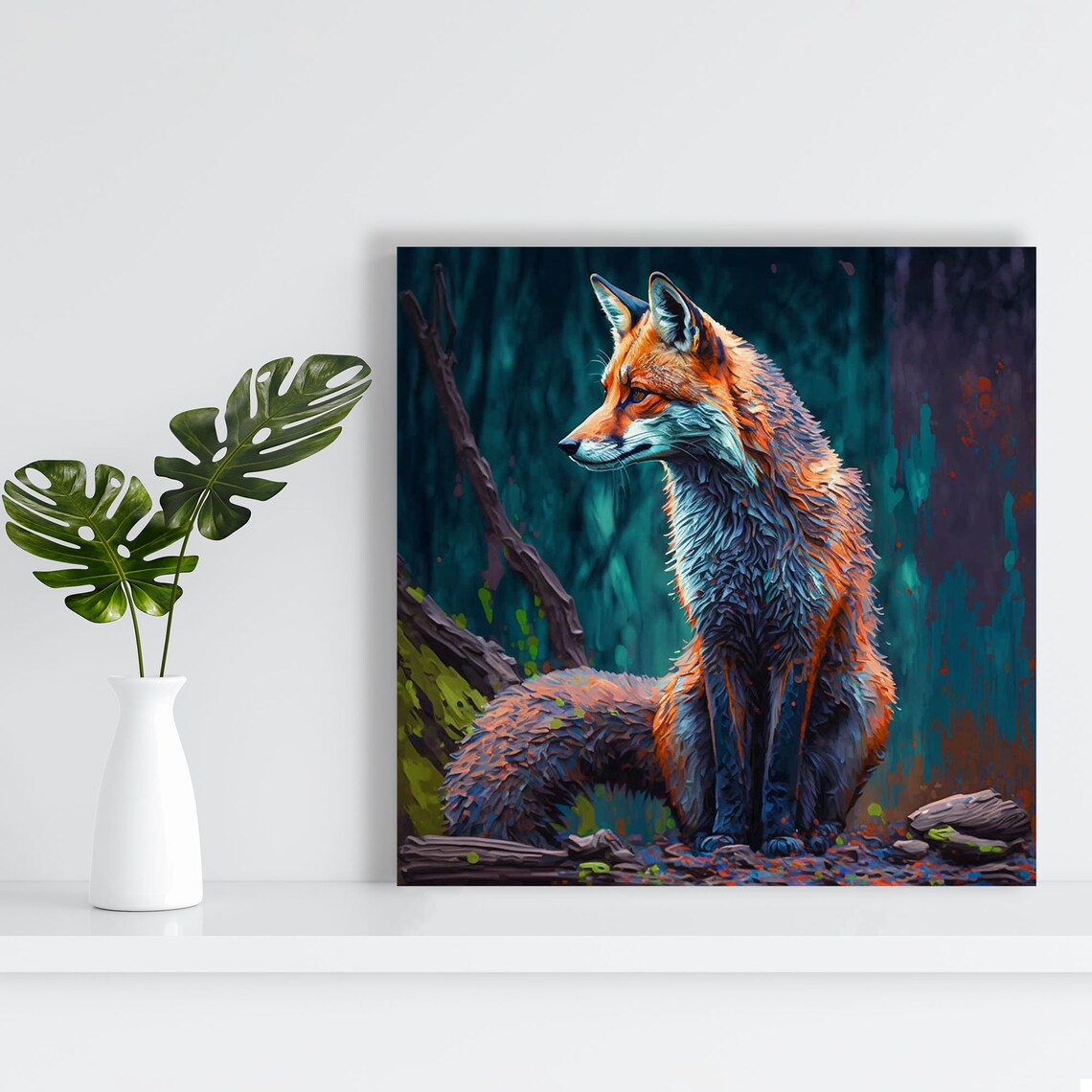 Fox Abstract Art Print, Vibrant Animal Wall Decor - Image 2