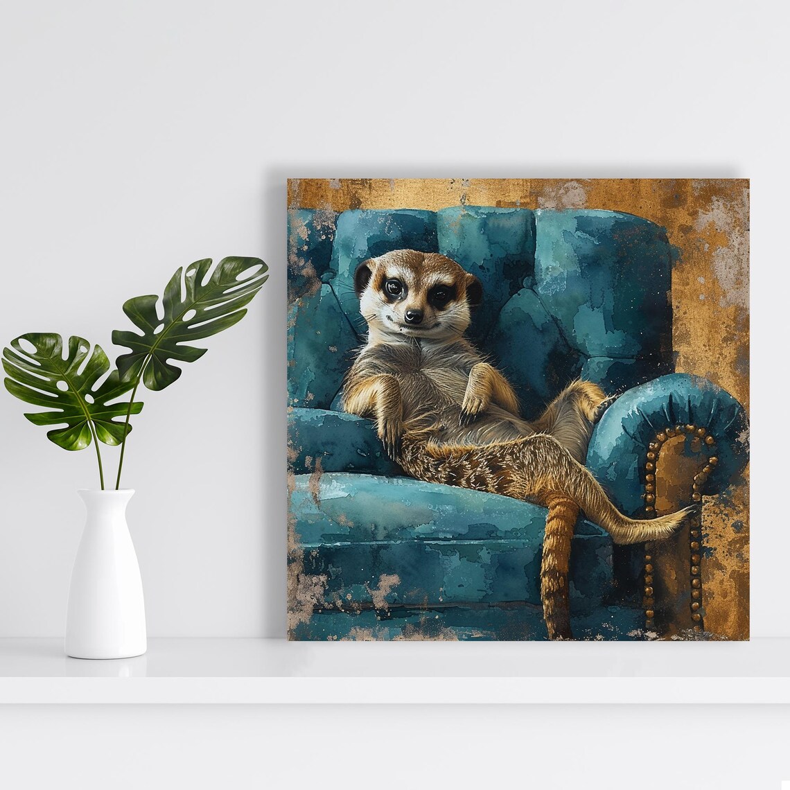 Meerkat Whimsical Bohemian Glam Wall Art Print - Image 2