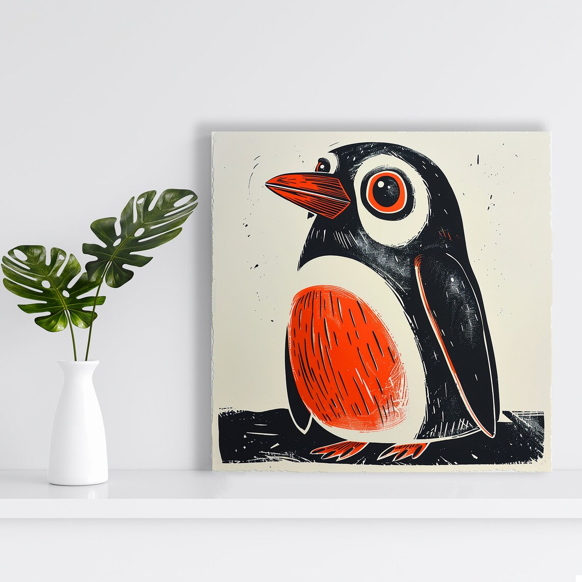 Penguin Whimsical Contemporary Wall Art Print - Image 2