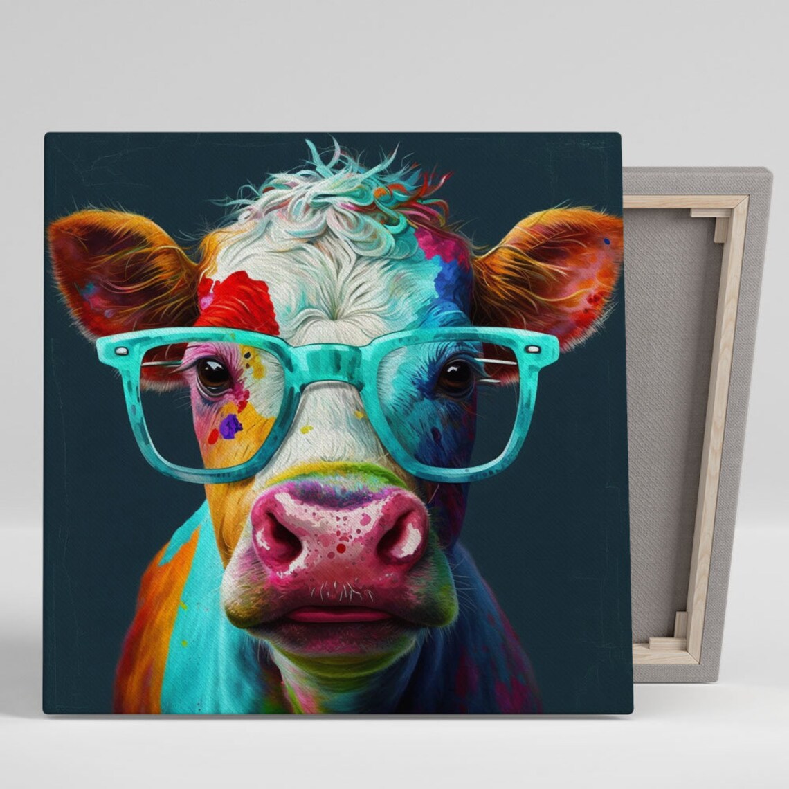 Cow With Glasses, Modern Farmhouse Poster Print