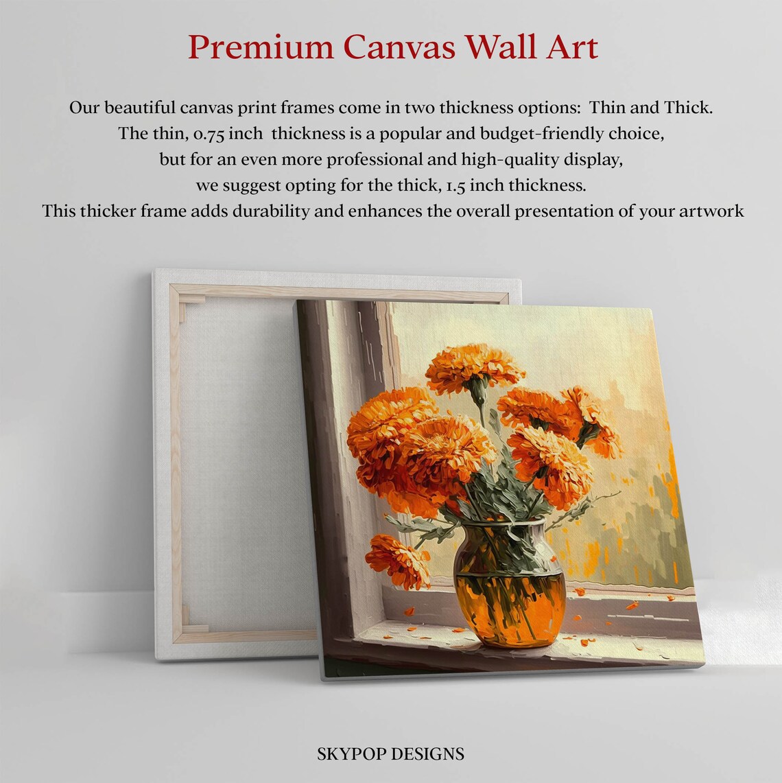 Marigold Botanical Art Print, Flower Wall Decor - Image 3