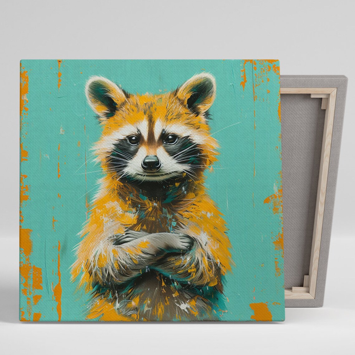 Raccoon Portrait, Whimsical Rustic Wall Art Print