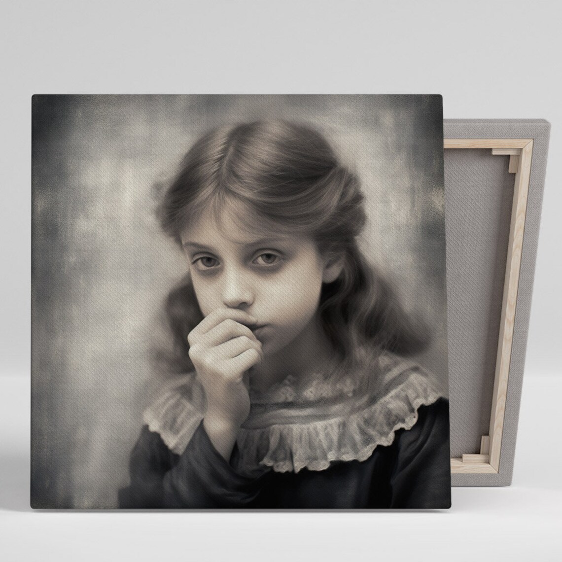Vintage Sepia Girl Hand Over Mouth Funny Bathroom Humor Art Poster