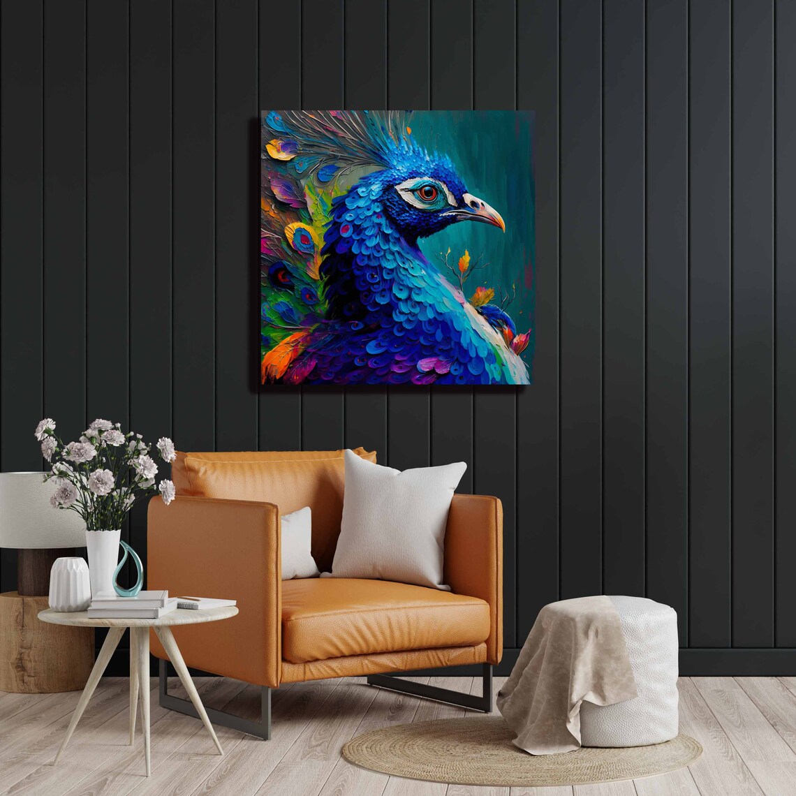 Peacock Contemporary Wall Art Print, Exotic Decor - Image 2