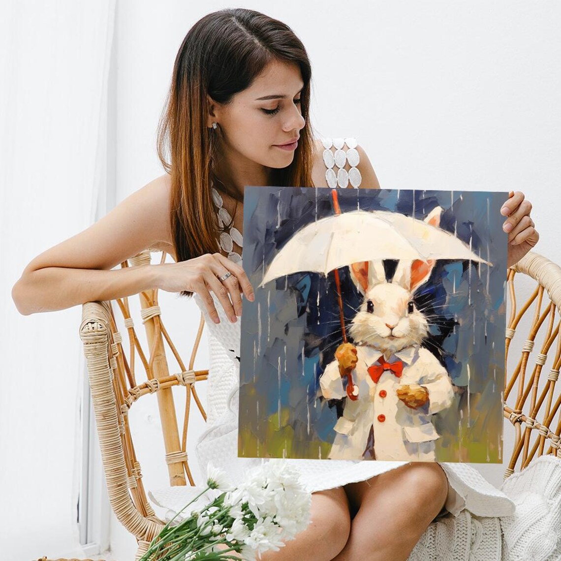 Whimsical Bunny Art Print for Kids' Room Decor - Image 3