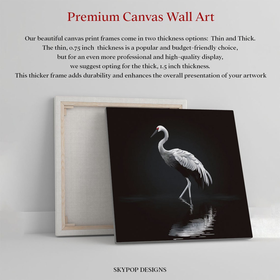 White Heron In Dark Water Elegant Reflection Minimalist Bird Poster - Image 2