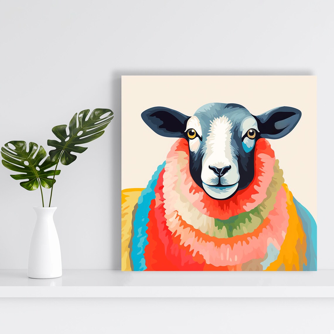 Colorful Sheep Art Print, Whimsical Contemporary Decor - Image 2
