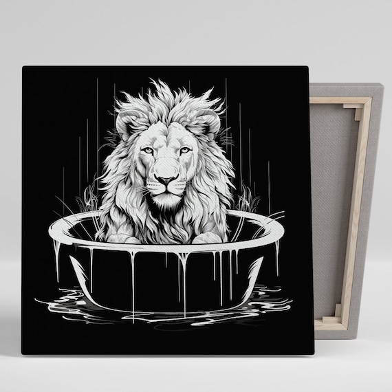 Majestic Lion Bath Minimalist Modern Art Print