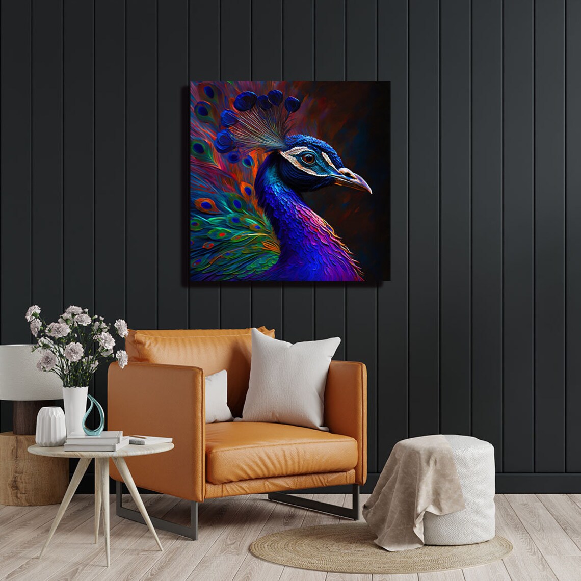 Royal Peacock Profile Blue Purple Plumage Dark Elegant Bird Poster - Image 4