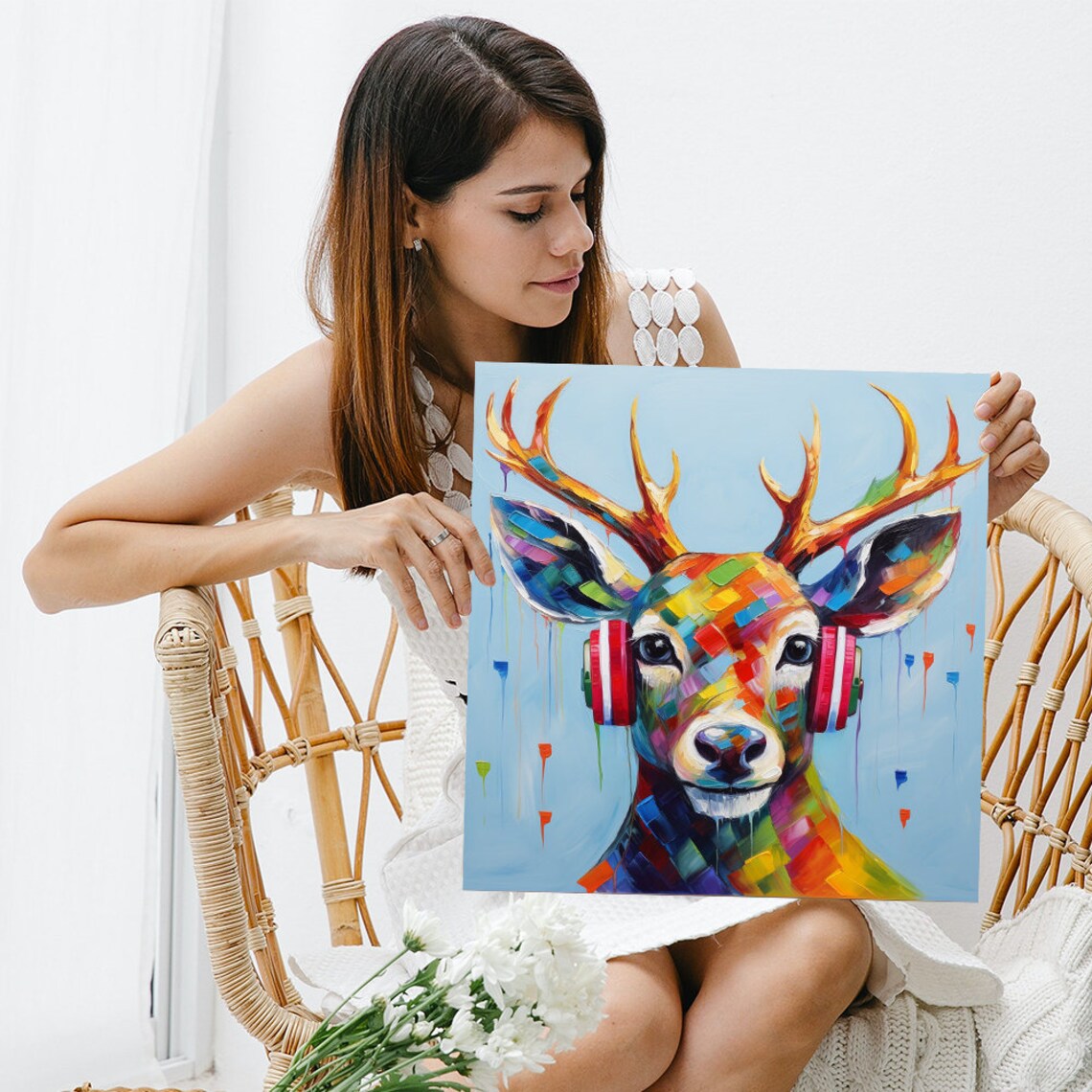 Melodic Stag Art Print, Modern Kids Room Decor - Image 3