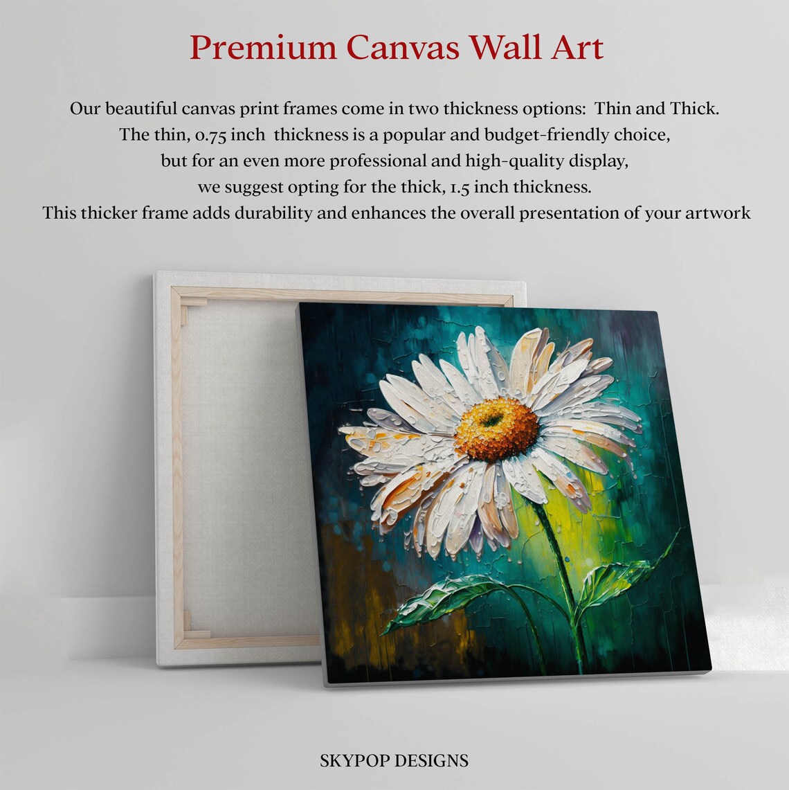White Daisy Flower Art Print, Minimalist Botanical - Image 3