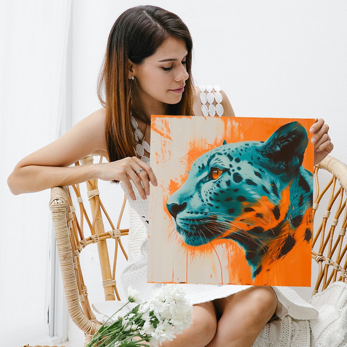 Leopard Gaze Contemporary Animal Wall Art Print - Image 3