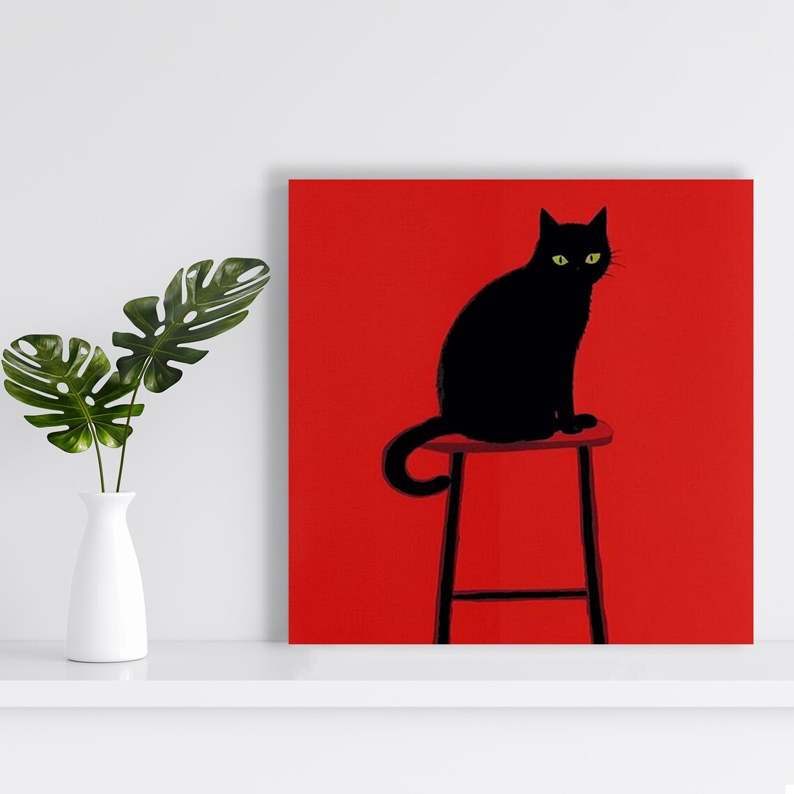 Midnight Cat Silhouette Art Print, Minimalist Decor - Image 2