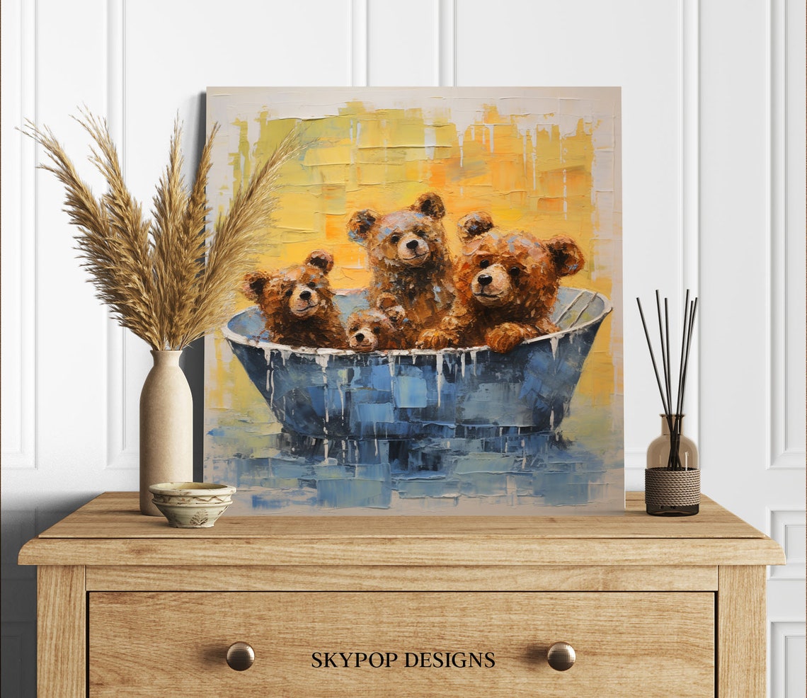 Three Bears In Bathtub, Nursery Decor - Image 2