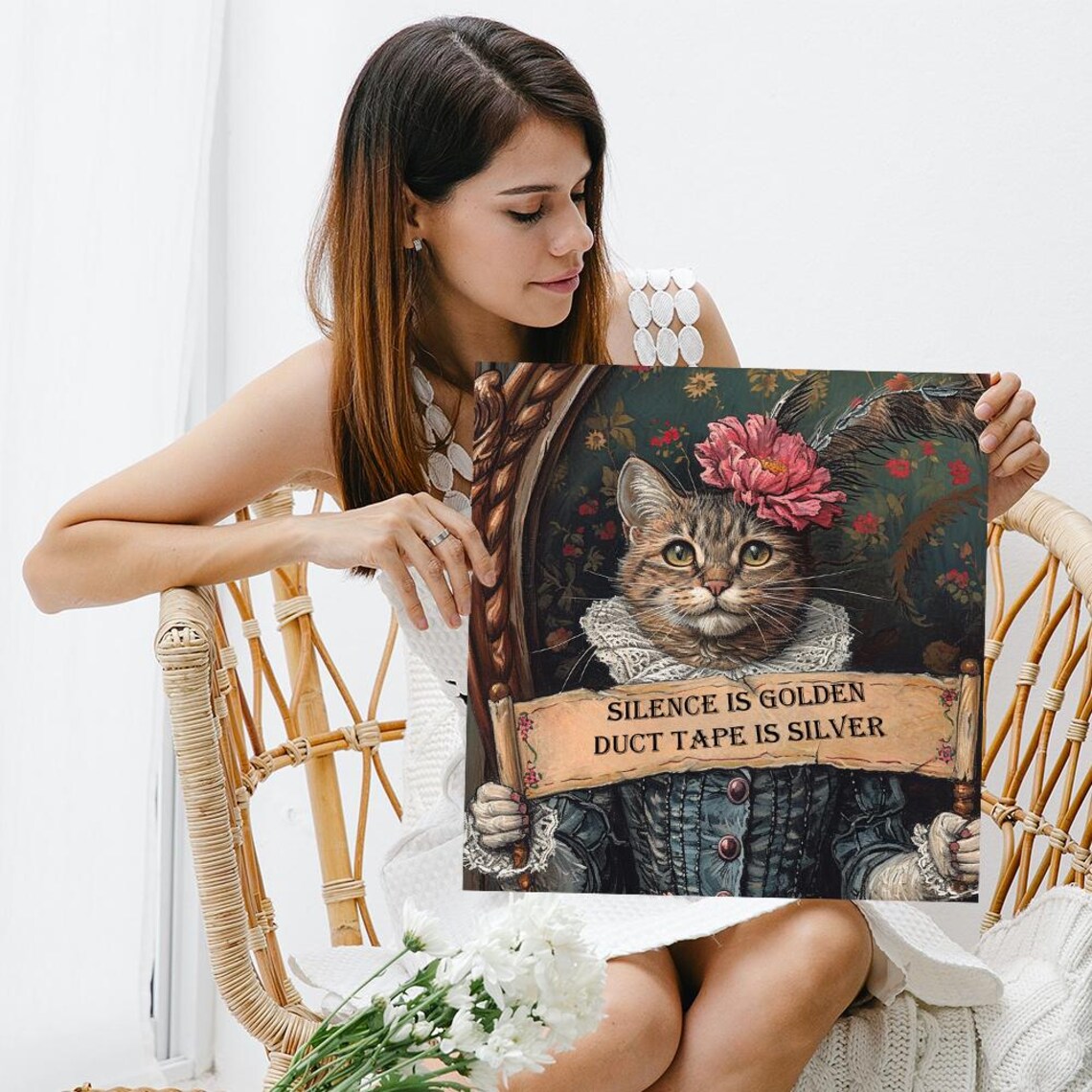 Regal Cat Wisdom, Whimsical Vintage Cat Art Print - Image 3