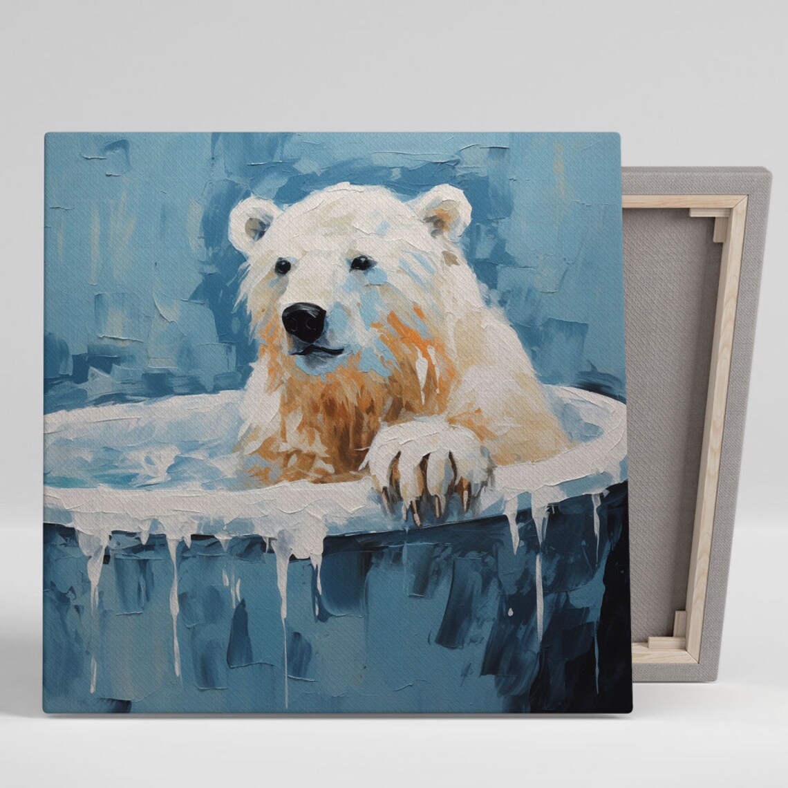 Polar Bear In Bathtub Art Print, Bathroom Decor