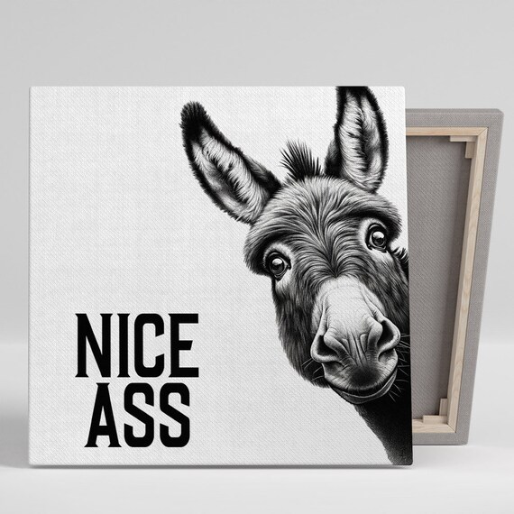 Donkey Bathroom Decor, Funny Animal Art Print