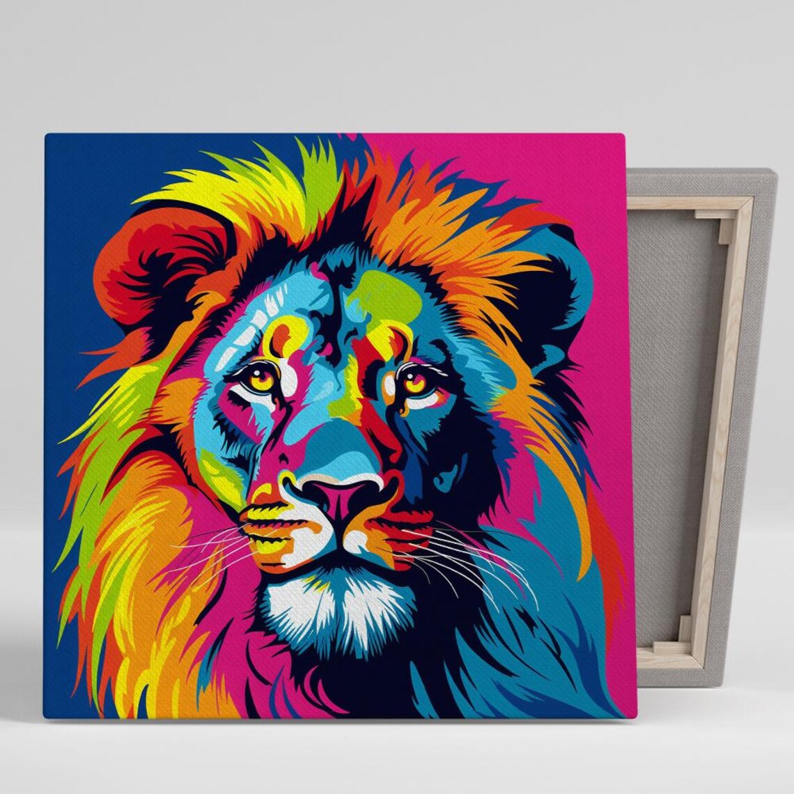 Rainbow Lion Pop Art Poster, Eclectic Wall Decor