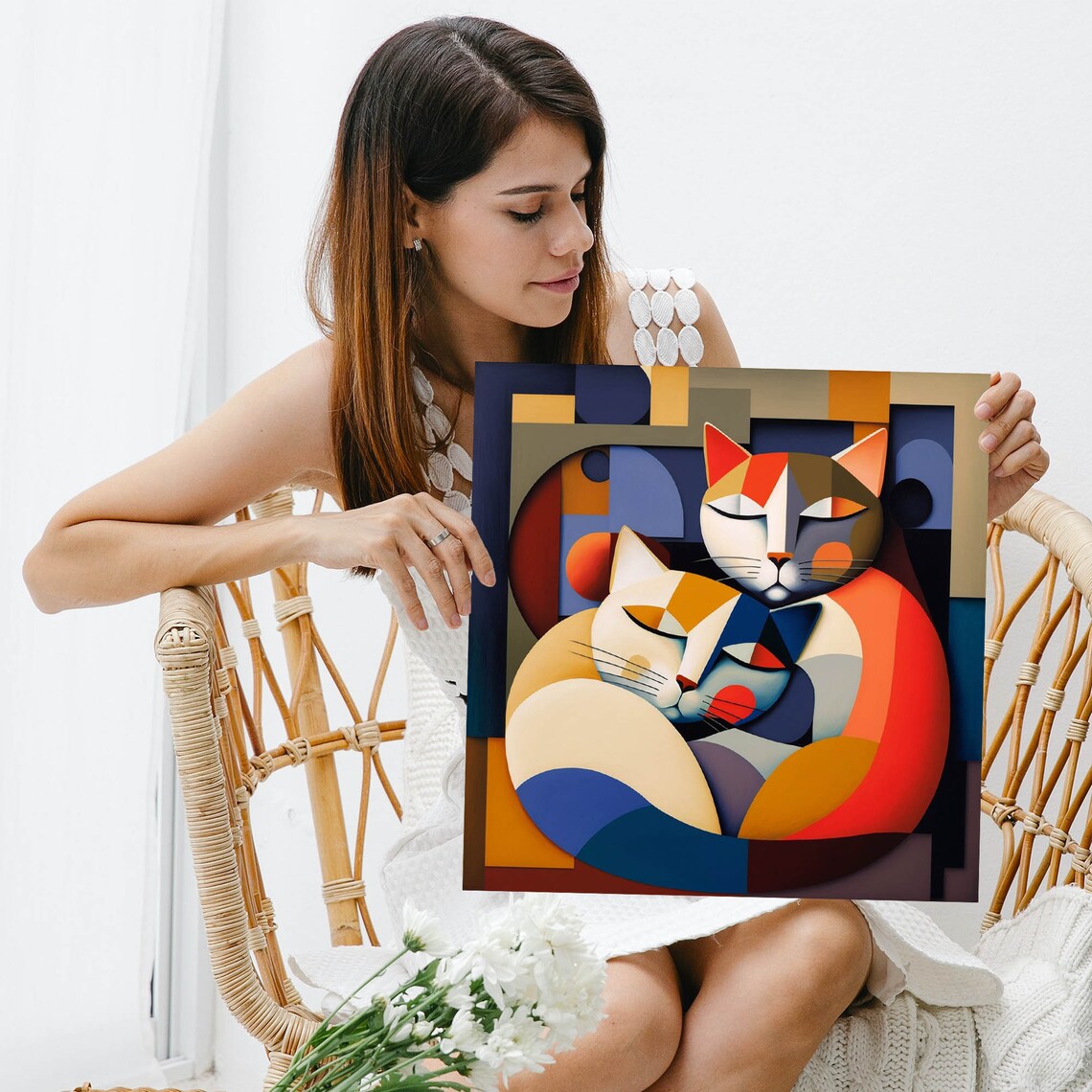 Abstract Cat Art Print, Modern Cat Wall Hanging - Image 3