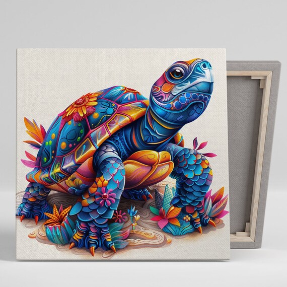 Kaleidoscopic Sea Turtle Art Or Poster Whimsical Bohemian Decor Living Room Bedroom Office Childrens Room Wall Art Multicolor