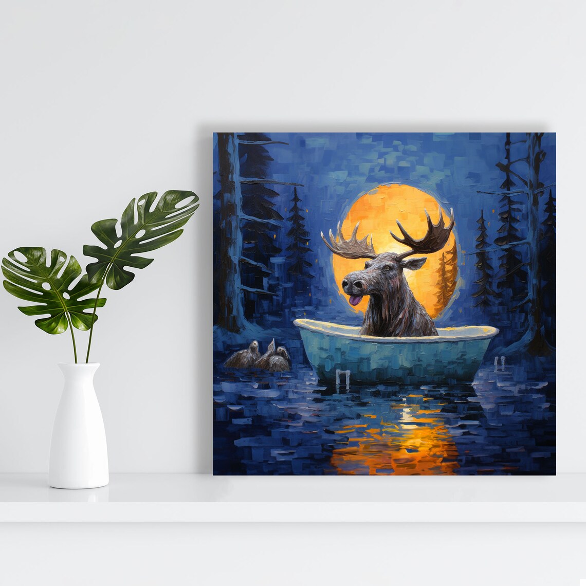 Moose In Bathtub Bathroom And Nursery Decor Art Print - Image 5
