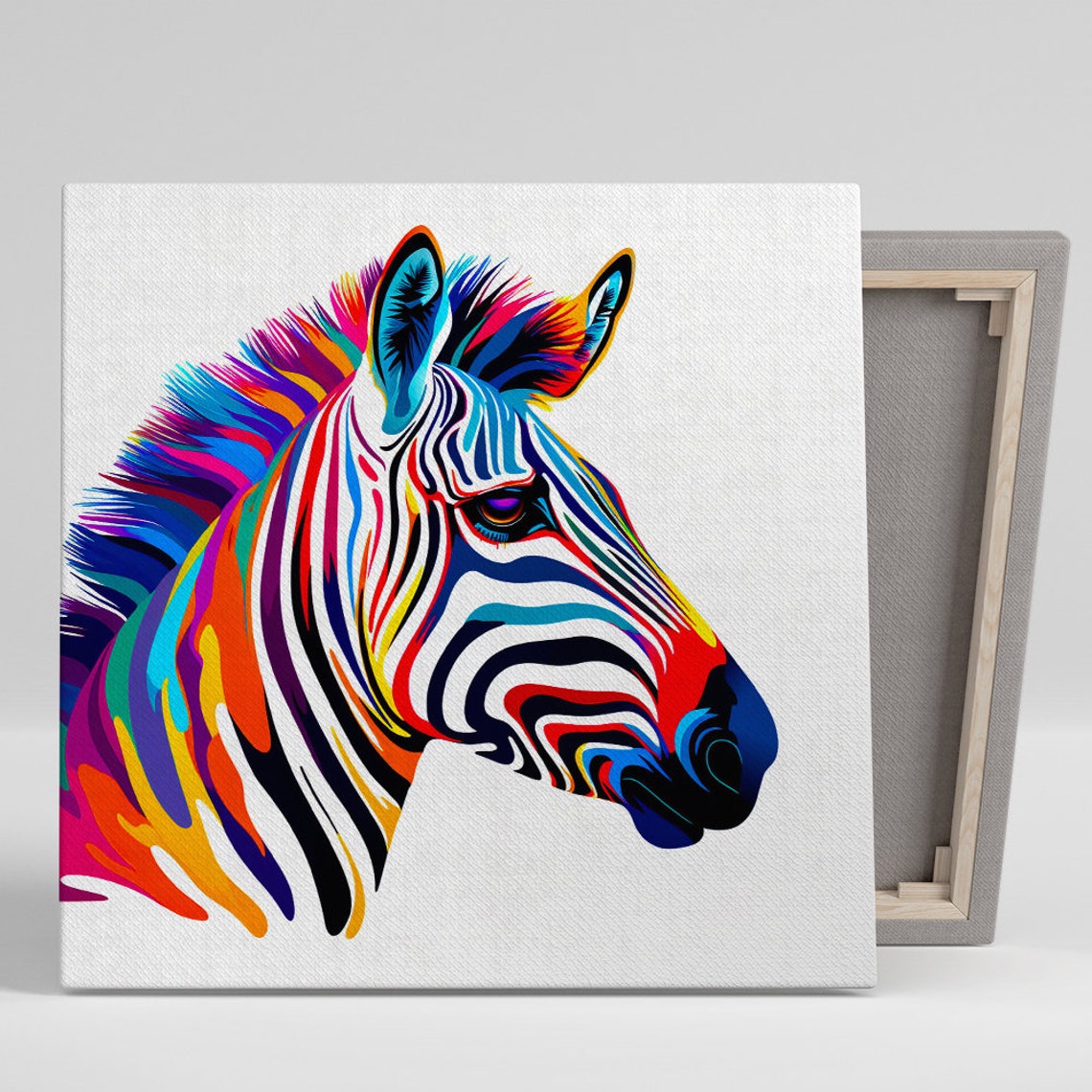 Rainbow Zebra Pop Art Colorful Zebra Portrait Modern Wall Art