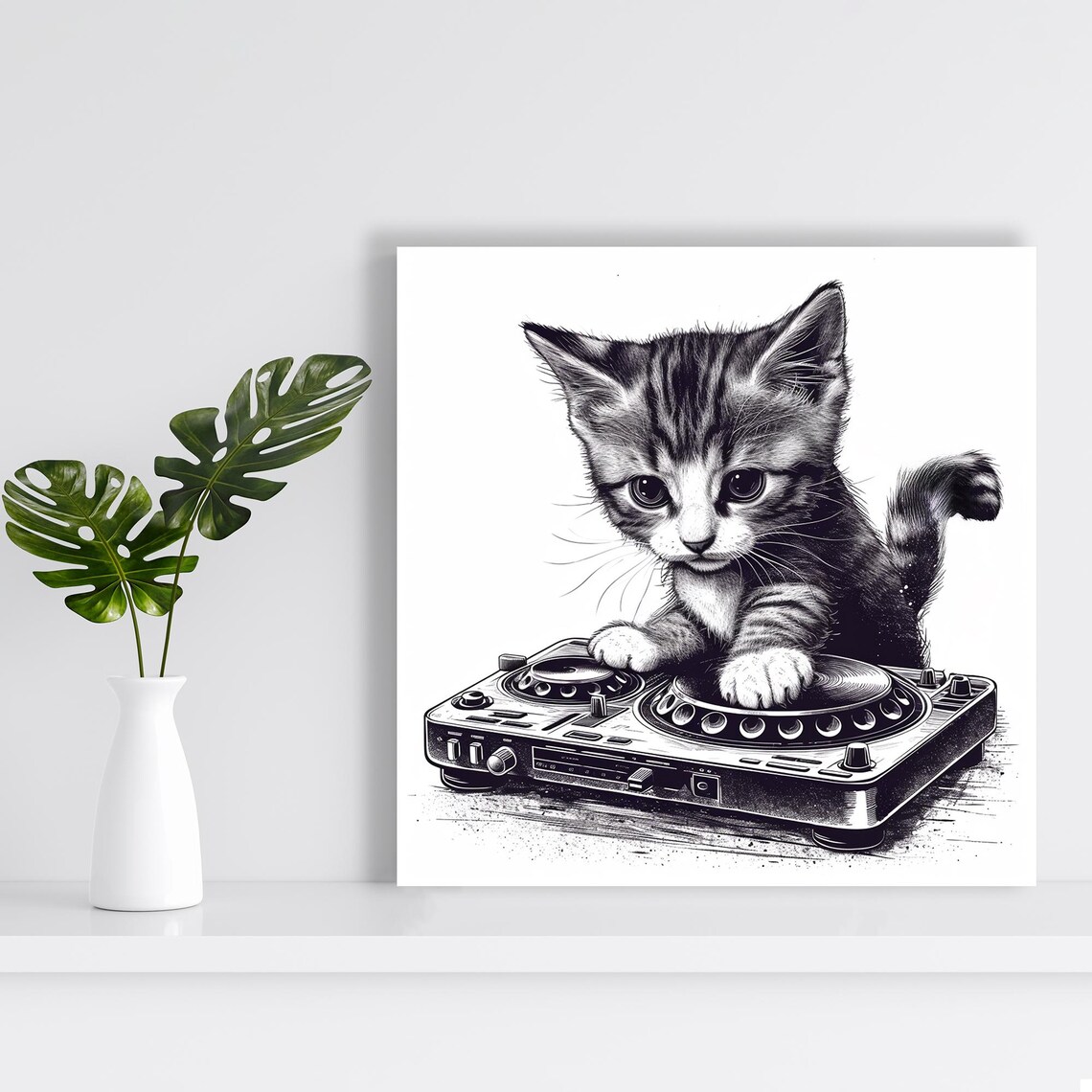 DJ Kitten Spin Master Whimsical Animal Art Print - Image 2
