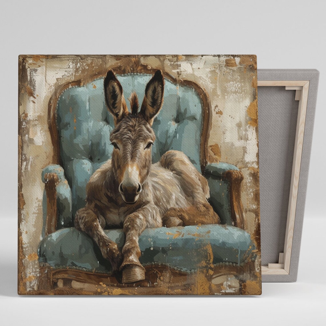 Regal Donkey Repose, Farmhouse Animal Wall Art Print