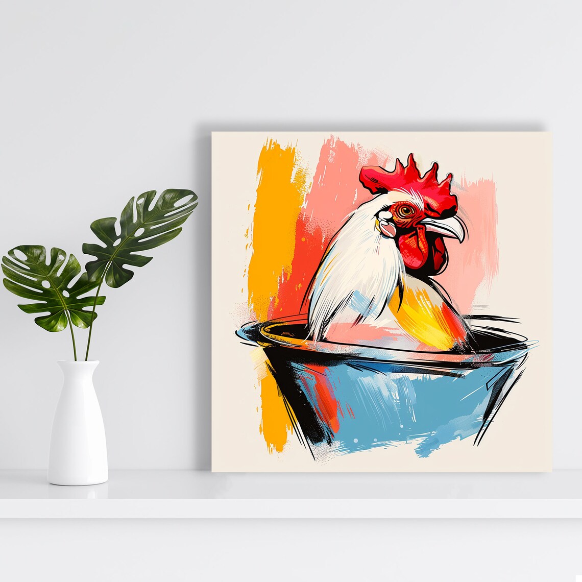 Rooster Art Print, Rustic Kitchen and Dining Decor - Image 2