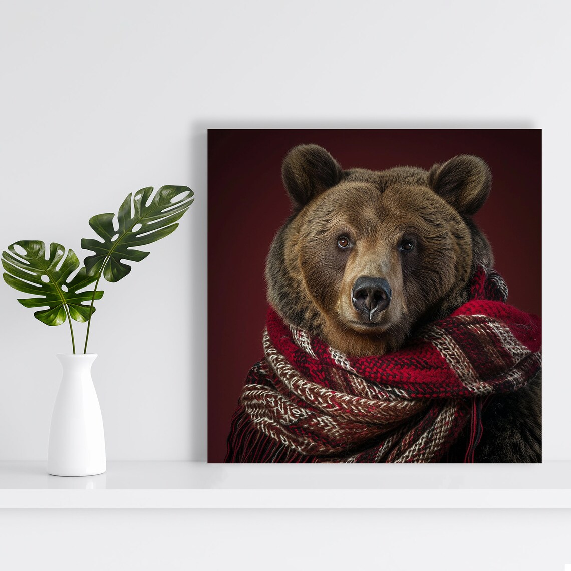 Cozy Bear Winter Portrait, Rustic Modern Poster - Image 2