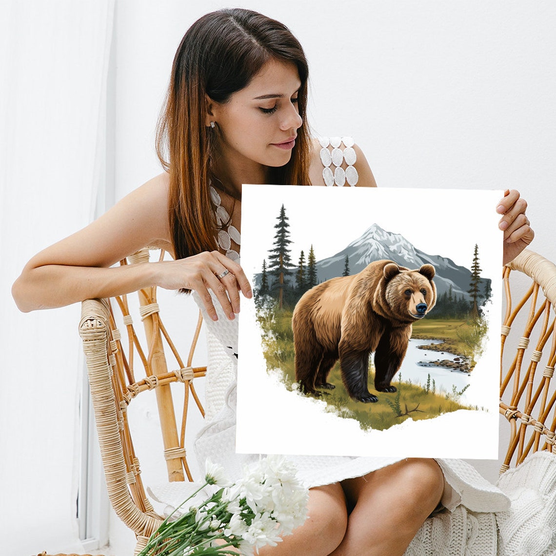 Brown Bear In Mountain Pines Wilderness Landscape Animal Poster - Image 3